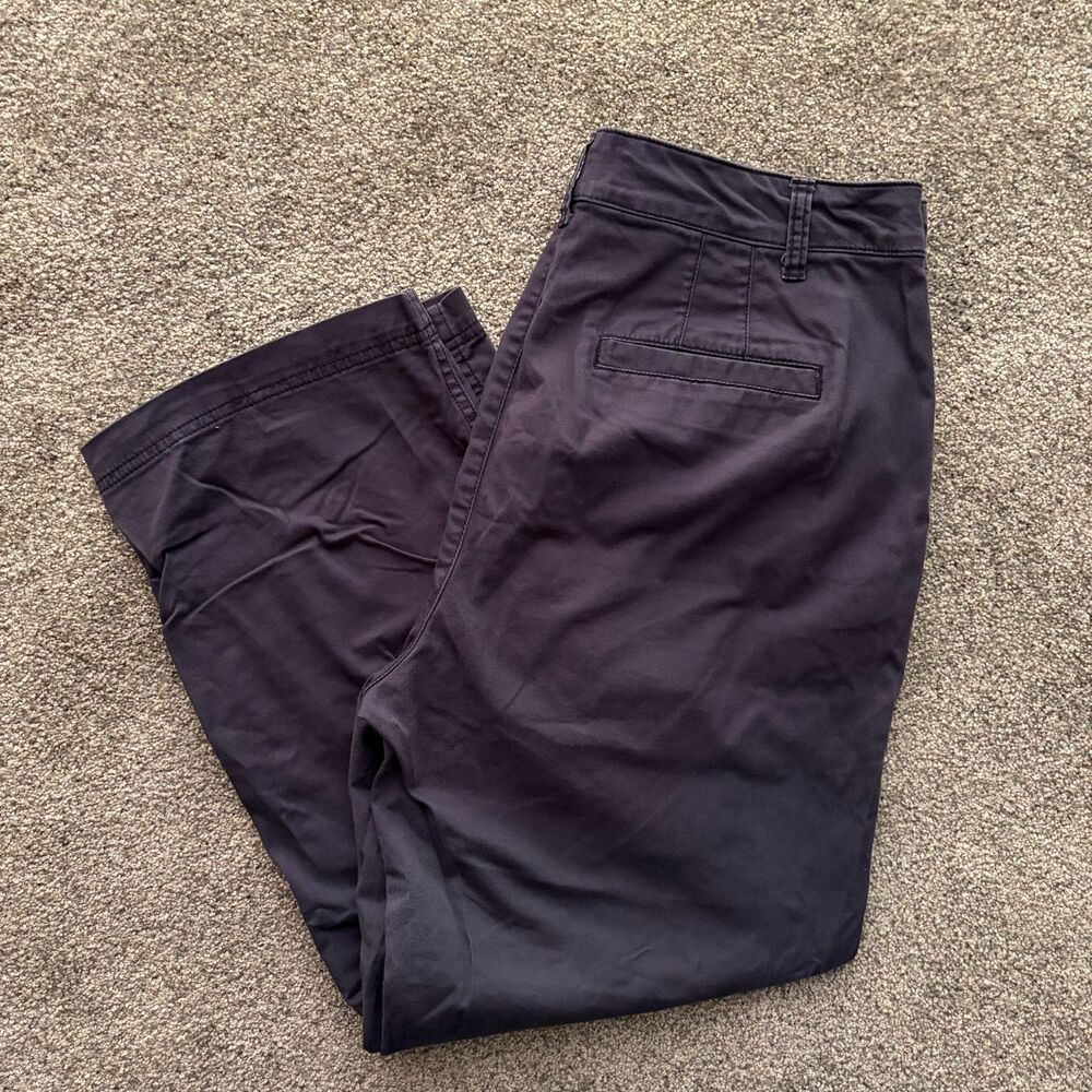Gap Pants Womens 12 Navy Girlfriend Khaki High Rise Chino Stretch Casual